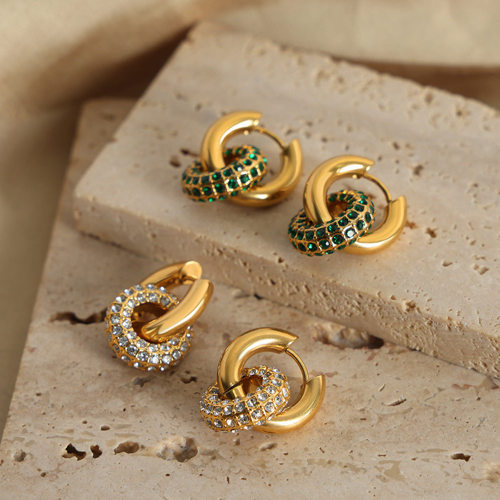 Boucles d'Oreilles Vintage en Acier Inoxydable Or 18K pour Femmes