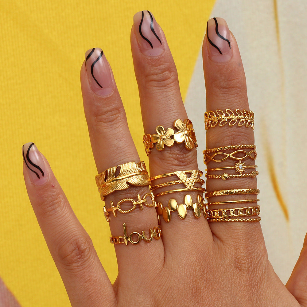 Set de Bagues Empilables Dorées 18K