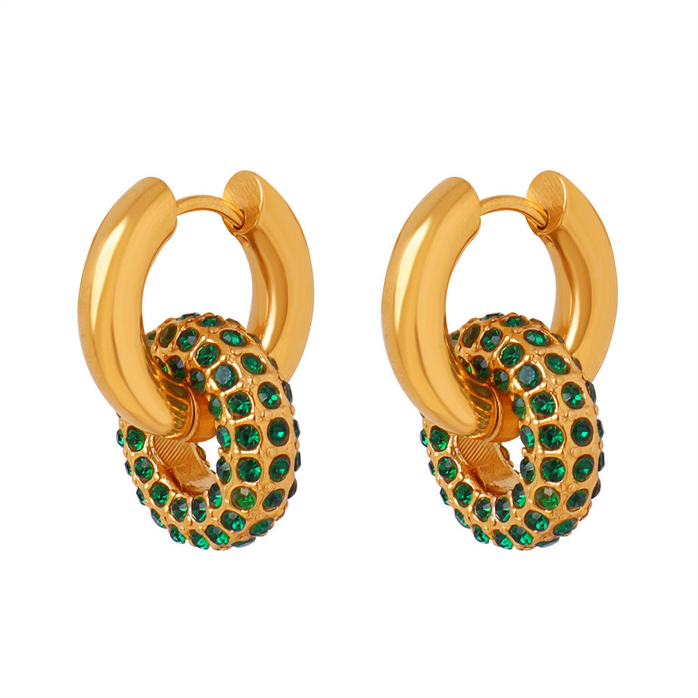 Boucles d'Oreilles Vintage en Acier Inoxydable Or 18K pour Femmes