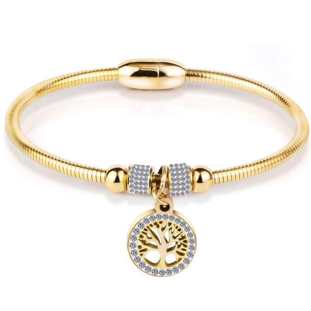 Bracelet Jonc Charme Arbre de Vie en Acier Inoxydable de Jude