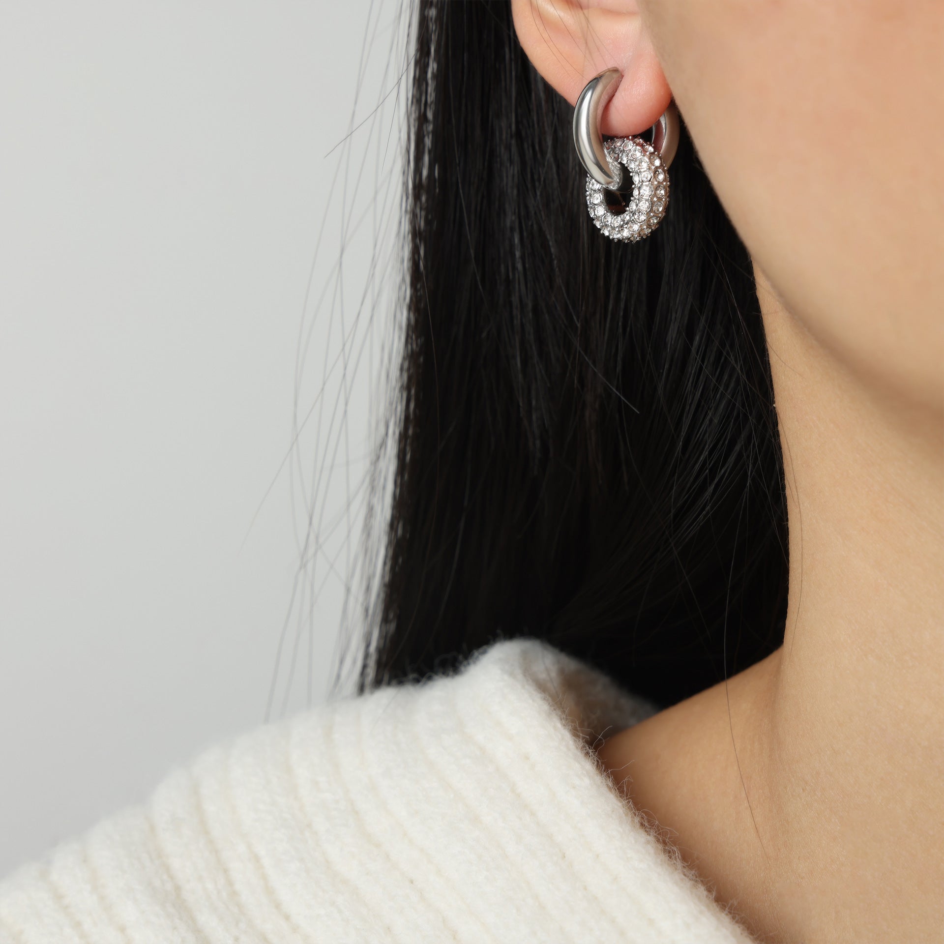 Boucles d'Oreilles Vintage en Acier Inoxydable Or 18K pour Femmes